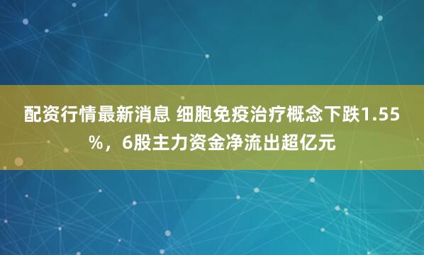 配资行情最新消息 细胞免疫治疗概念下跌1.55%，6股主力资金净流出超亿元