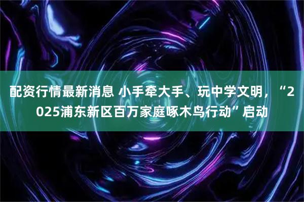 配资行情最新消息 小手牵大手、玩中学文明，“2025浦东新区百万家庭啄木鸟行动”启动