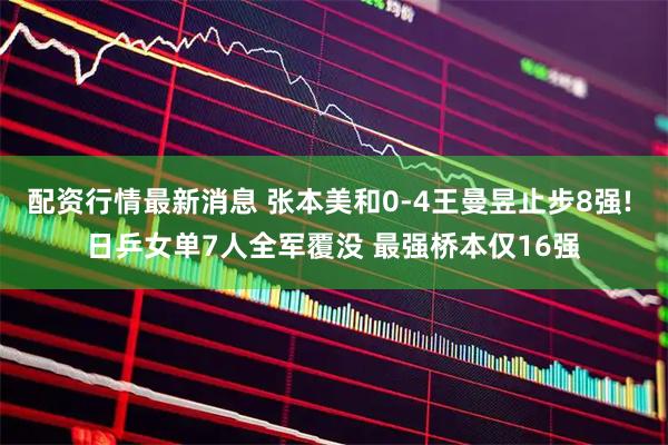配资行情最新消息 张本美和0-4王曼昱止步8强! 日乒女单7人全军覆没 最强桥本仅16强