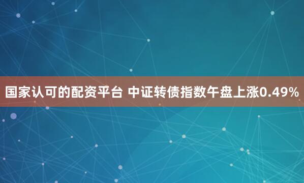 国家认可的配资平台 中证转债指数午盘上涨0.49%